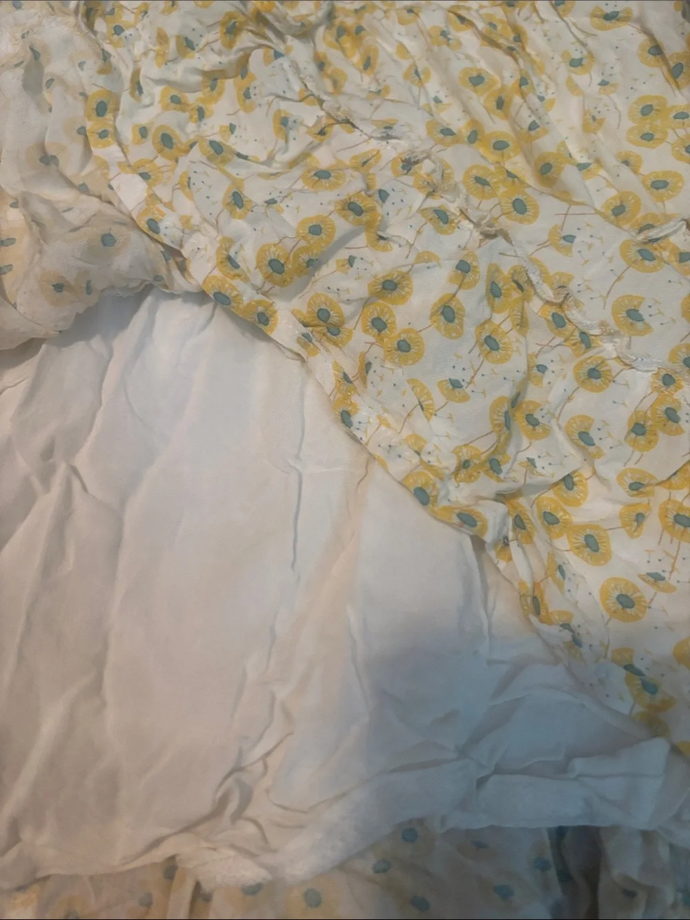 Princess Polly White and Yellow Floral Tiered Mini Skirt